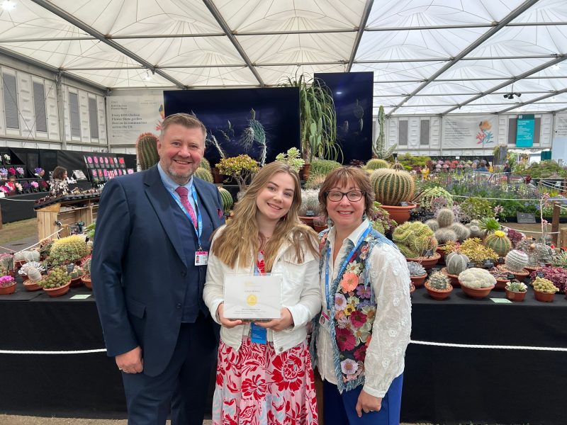 The owners of Ottershaw Cacti show off their Gold medal at RHS Chelsea Flower Show 2026